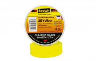 Scotch Vinyl Electrical Tape 35 for Color Coding 3/4 x 66' YELLOW, 100 Roll per case