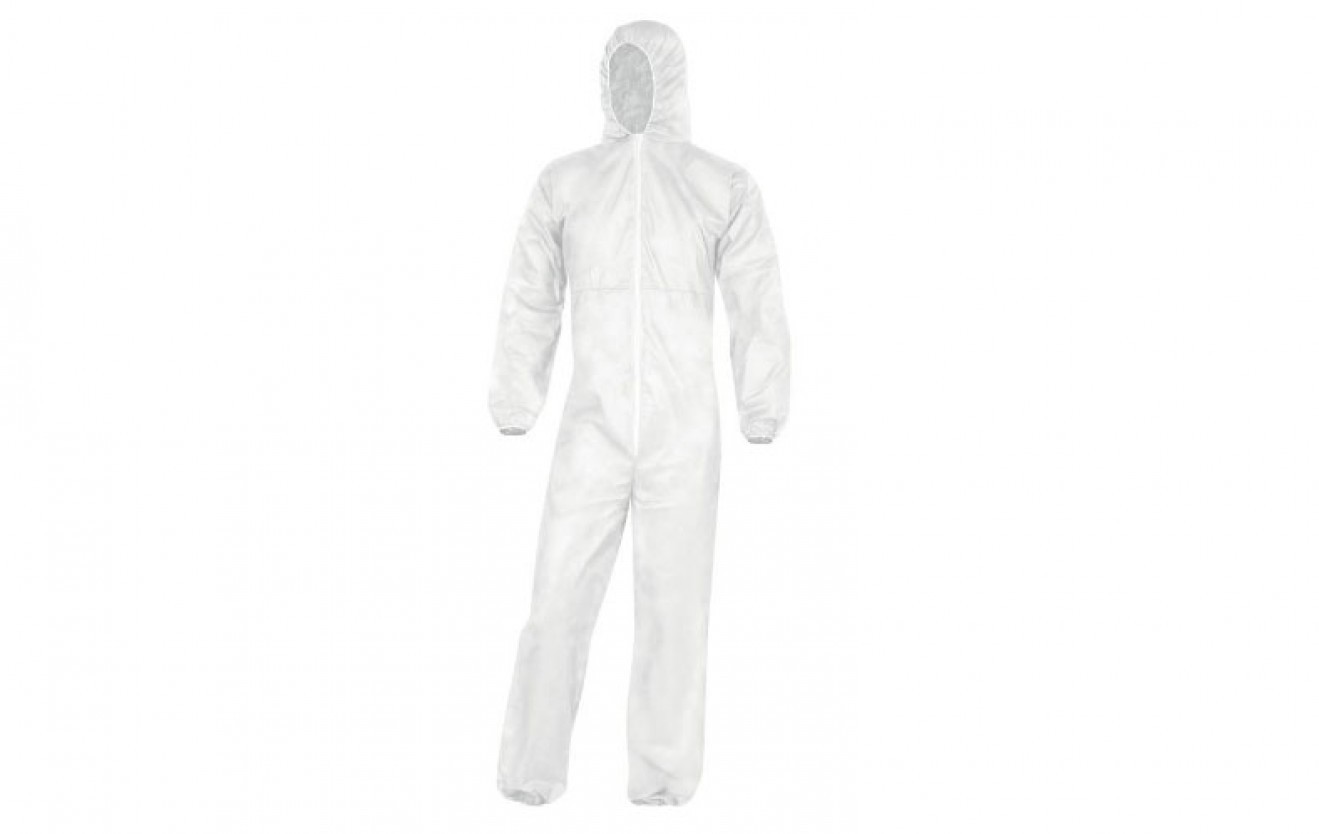 PO106 WHITE POLYPROPYLENE HOODED OVERALL