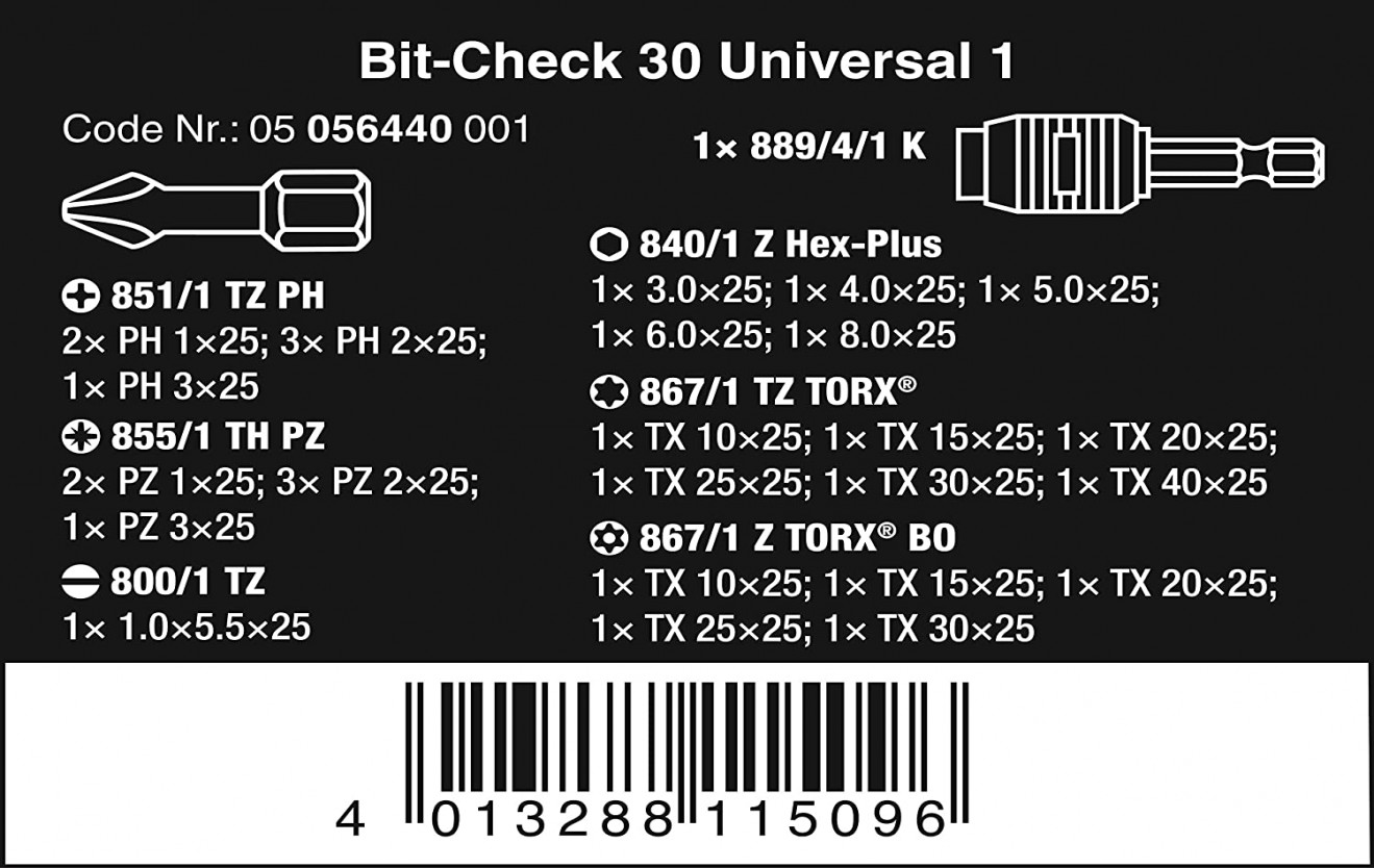 WERA Bit-Check 30 Universal 1