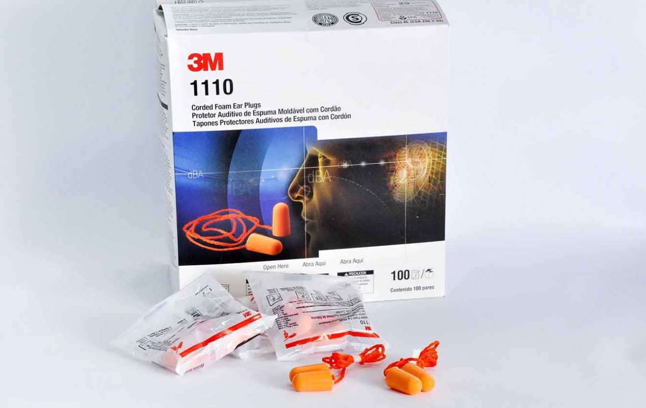 3M Foam Earplugs 1110, Corded