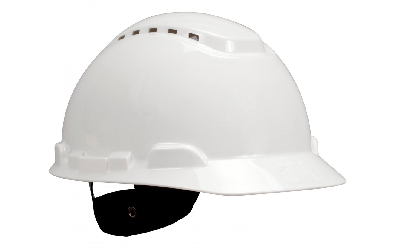 3M™ Hard Hat H-701V, Vented White 4-Point Ratchet Suspension with Uvicator