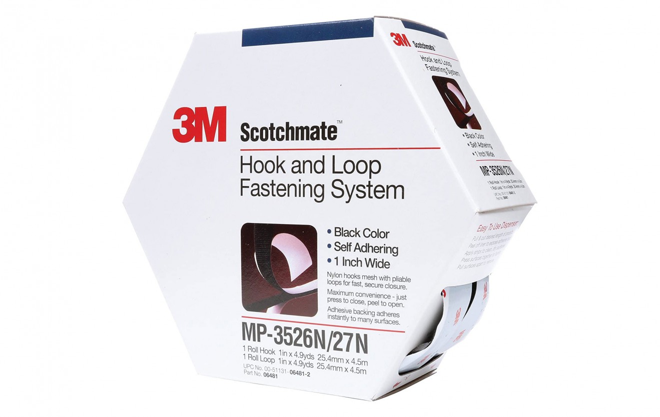 3M? Fastener MP3526N/MP3527N Hook and Loop S030 Black, 1 in x 4.9 yd 0.15 in Engaged Thickness, 5/Ca