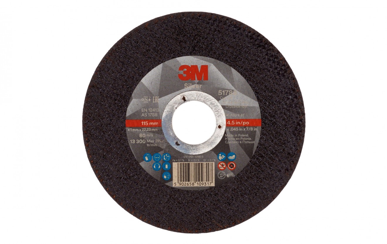 3M? 51785 Silver Cut-Off Wheel,? T41, 115 mm x 1 mm x 22.2 mm