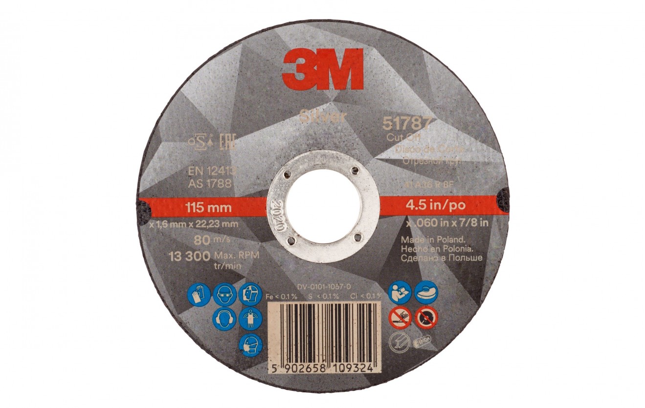 3M? Silver Cut-Off Wheel, T41, 115 mm x 1.6 mm x 22.2 mm - 51790