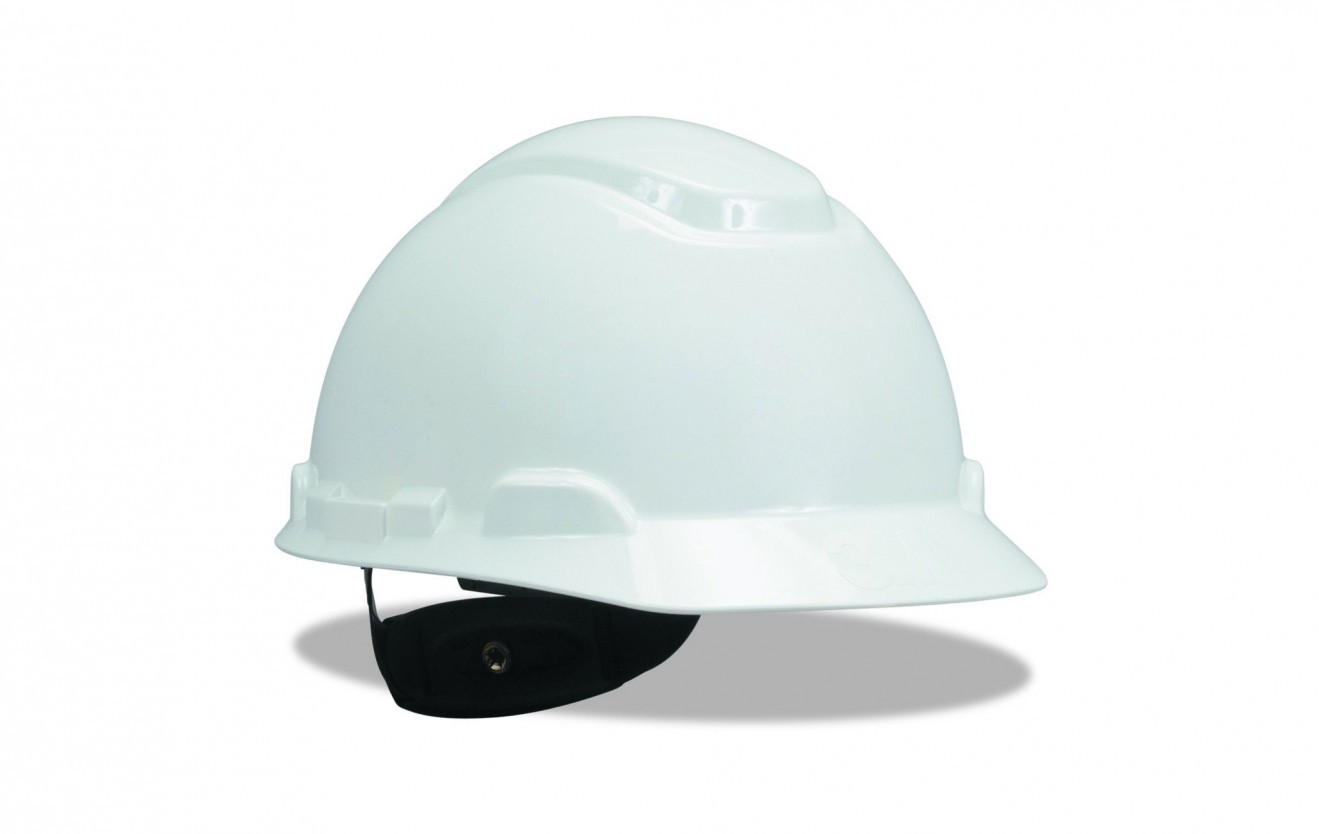 3M™ Hard Hat, White 4-Point Ratchet Suspension H-701R Uvicator