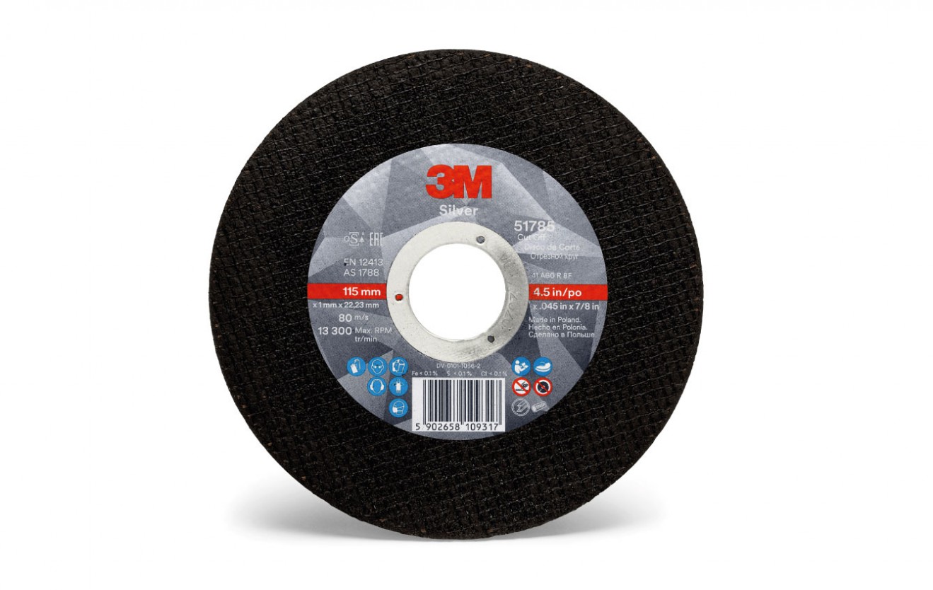 3M? 51785 Silver Cut-Off Wheel,? T41, 115 mm x 1 mm x 22.2 mm