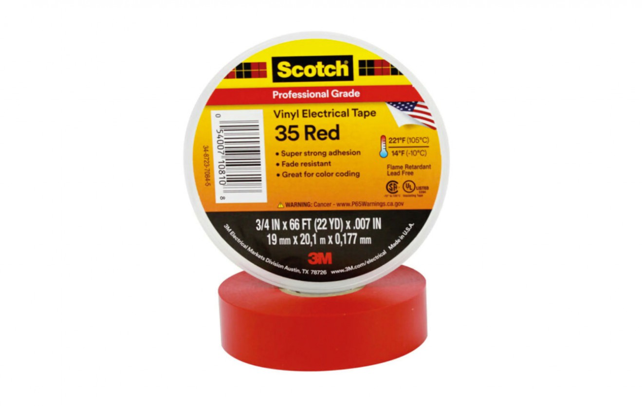 Scotch Vinyl Electrical Tape 35 for Color Coding 3/4 x 66' RD, 100 Roll per case