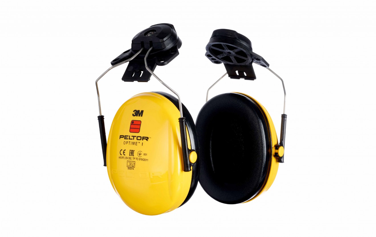 3M PELTOR Optime I Earmuffs, 26 dB, Yellow, Helmet Mounted, H510P3E-405-GU