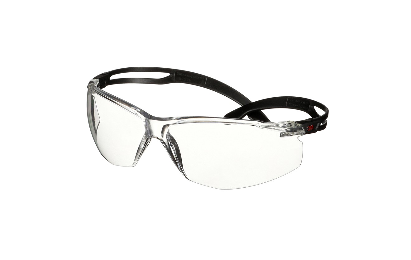 3M SecureFit 500 Safety Glasses, Black frame, Anti-Scratch / Anti-Fog, Clear lens, SF501AF-BLK-EU